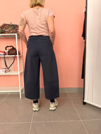 Pantaloni balloon blu donna cropped