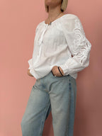 Blusa donna con ricamo manica