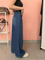 Jeans donna wide leg denim medio vita alta