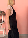 Gilet lungo nero donna con spacchi laterali Lokita