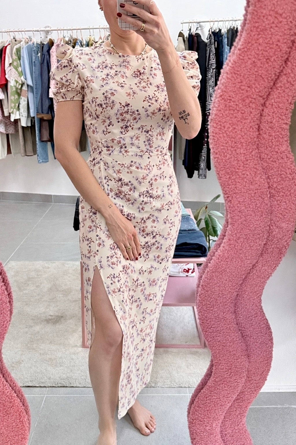 Abito midi fluido fantasia