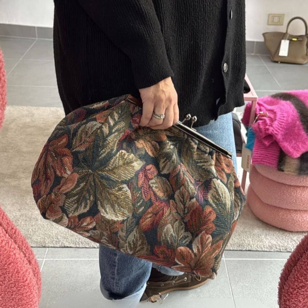 Borsa a Mano Donna SUSY MIX in Tessuto Jacquard Floreale