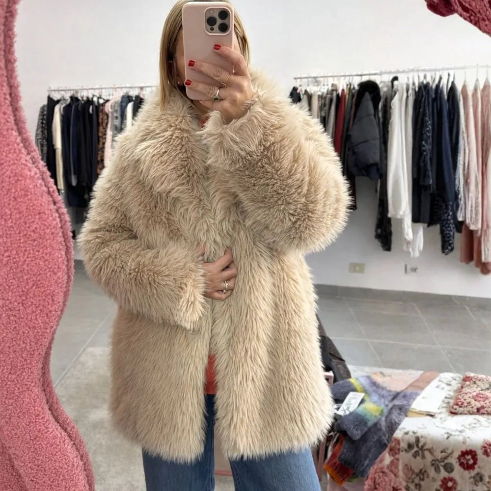 Ecopelliccia midi SUSY MIX beige