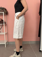 Bermuda donna bianchi vita alta con risvolto Lokita