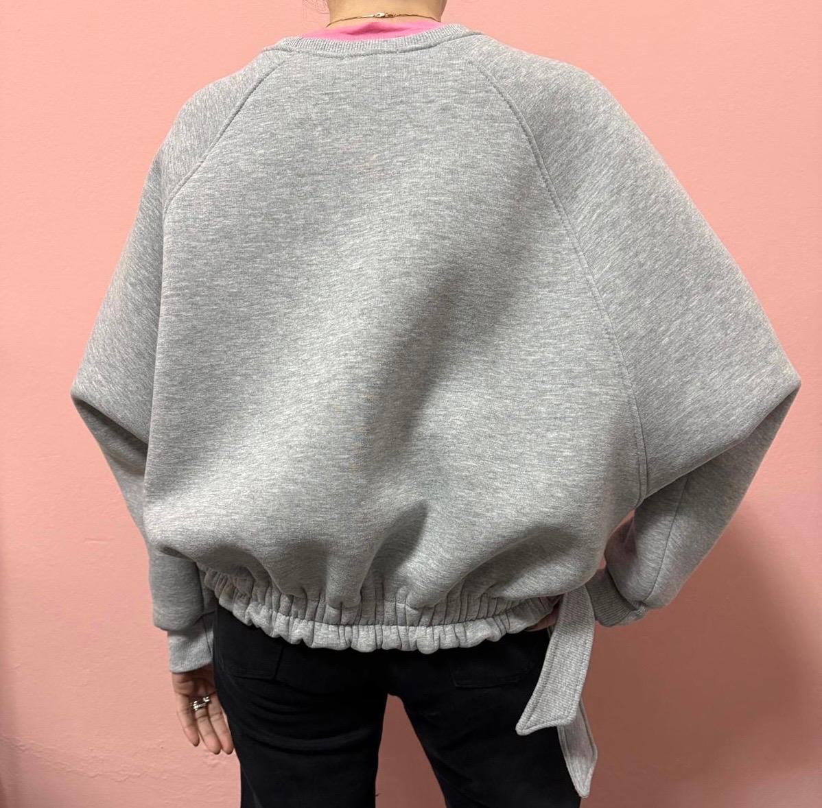 Felpa Donna Kontatto Grigio Mélange con Coulisse – Vestibilità Morbida