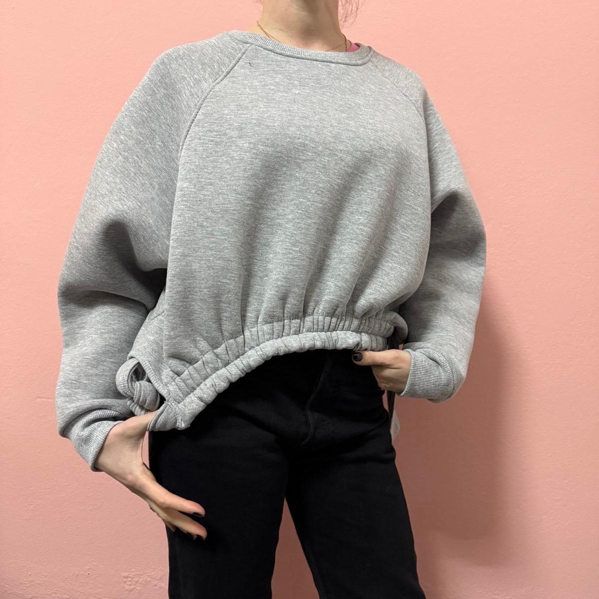 Felpa Donna Kontatto Grigio Mélange con Coulisse – Vestibilità Morbida