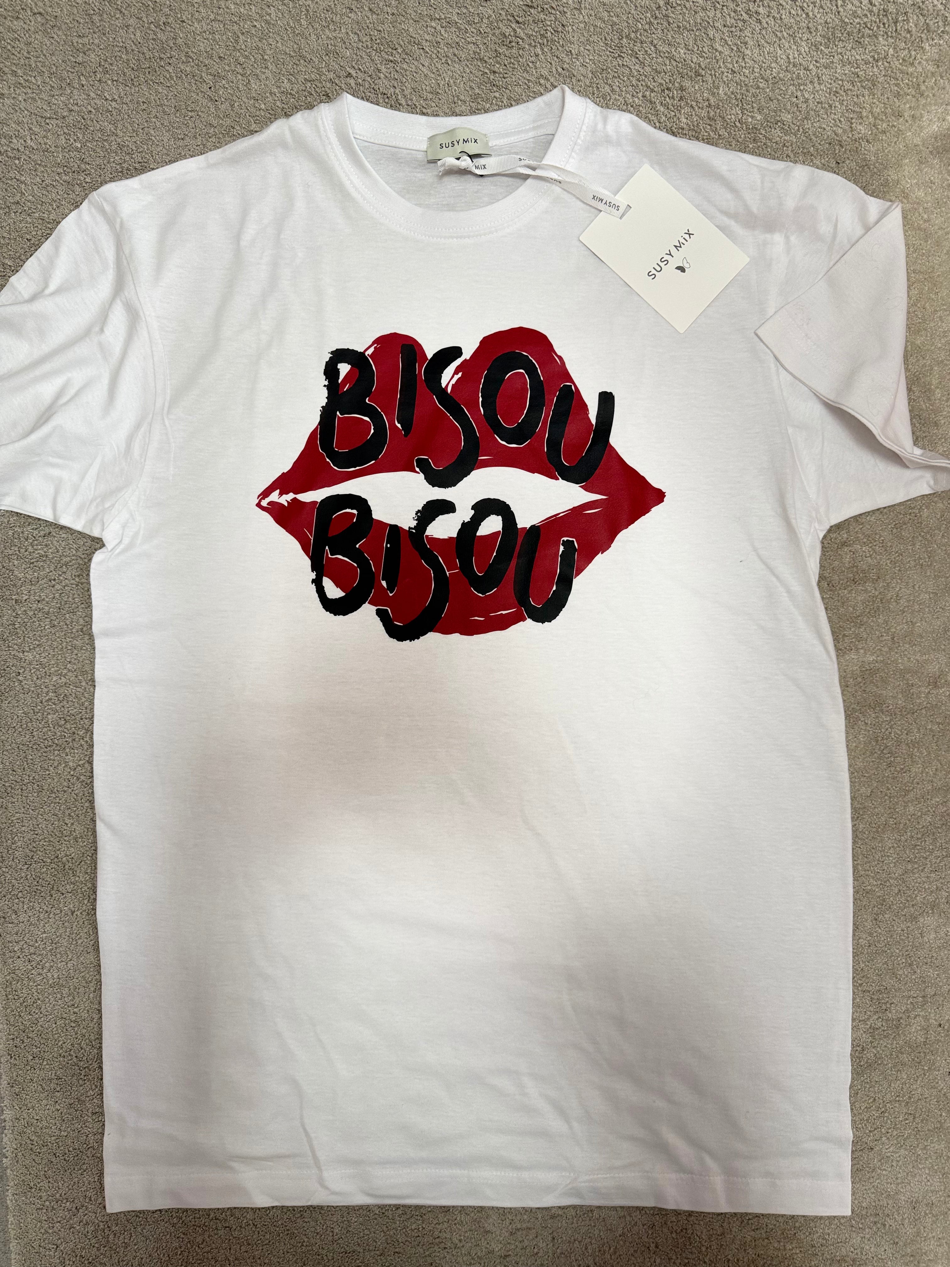 T-shirt Donna Susy Mix “Bisou Bisou” Bianca Over