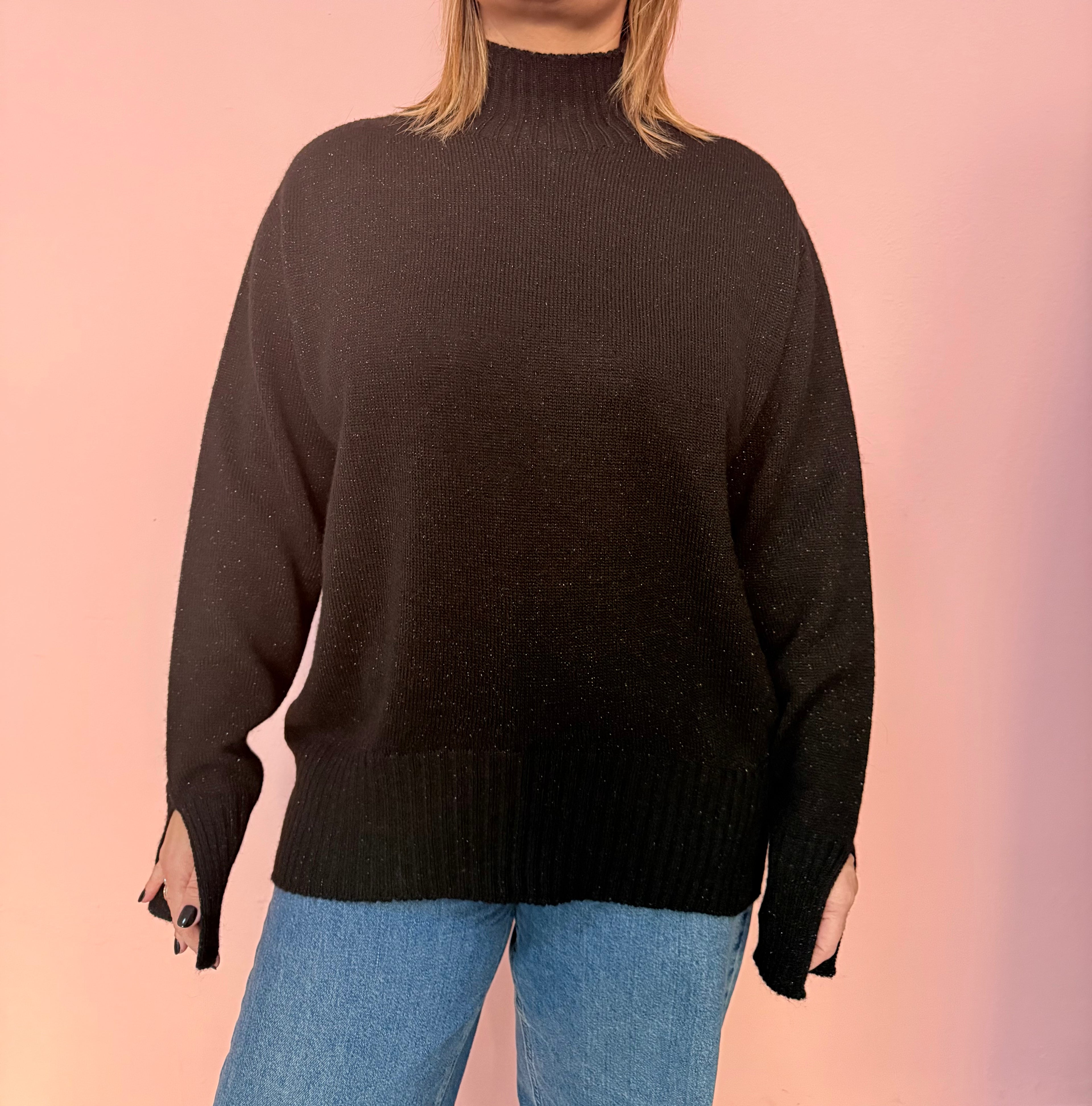 Maglia Lupetto Lurex Nero