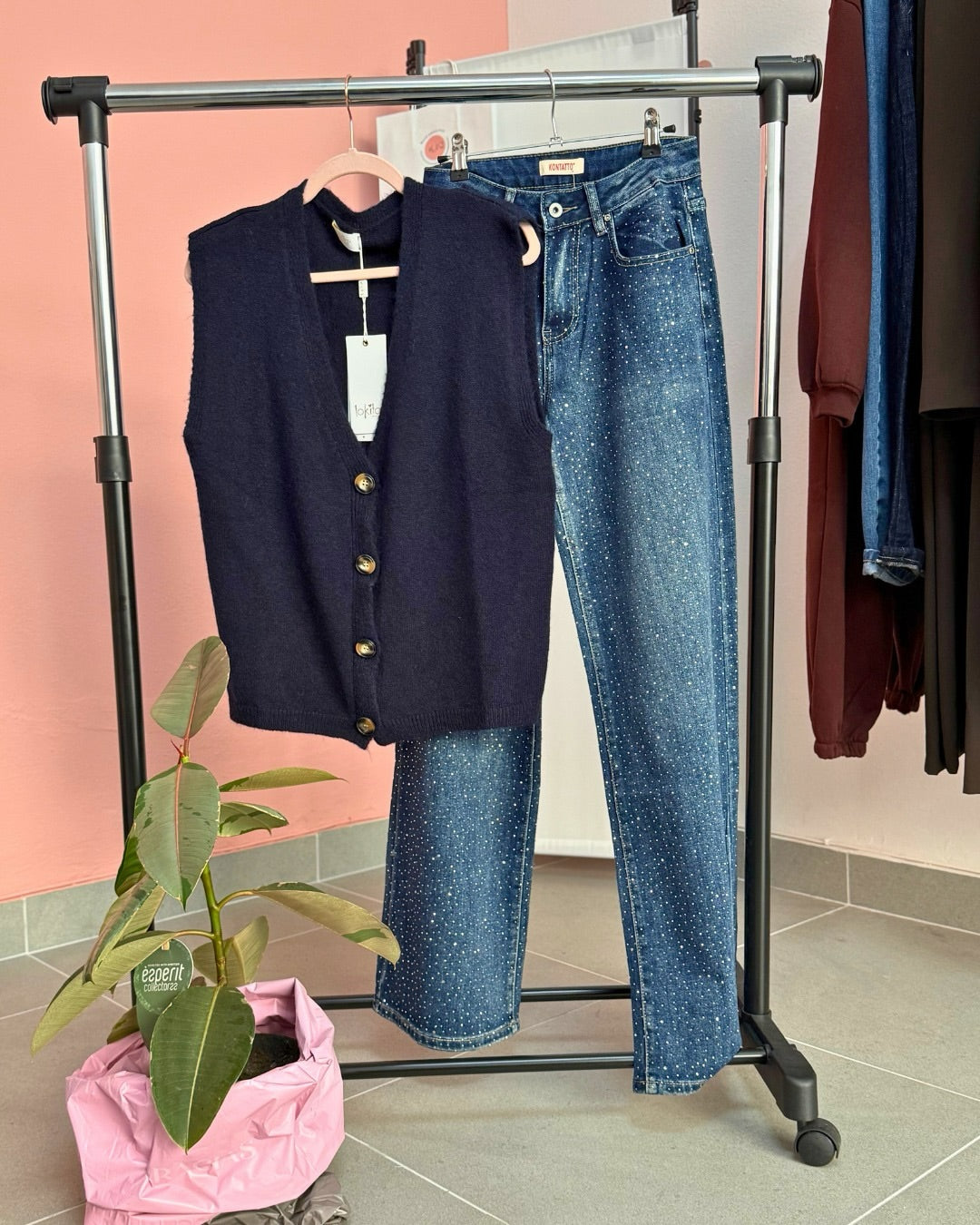 Gilet in maglia Lokita Blu Navy