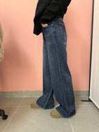 Jeans Palazzo Donna con Strass Blu in Denim – Kontatto