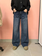 Jeans Palazzo Donna con Strass Blu in Denim – Kontatto