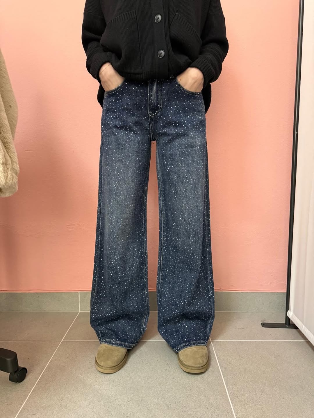 Jeans Palazzo Donna con Strass Blu in Denim – Kontatto