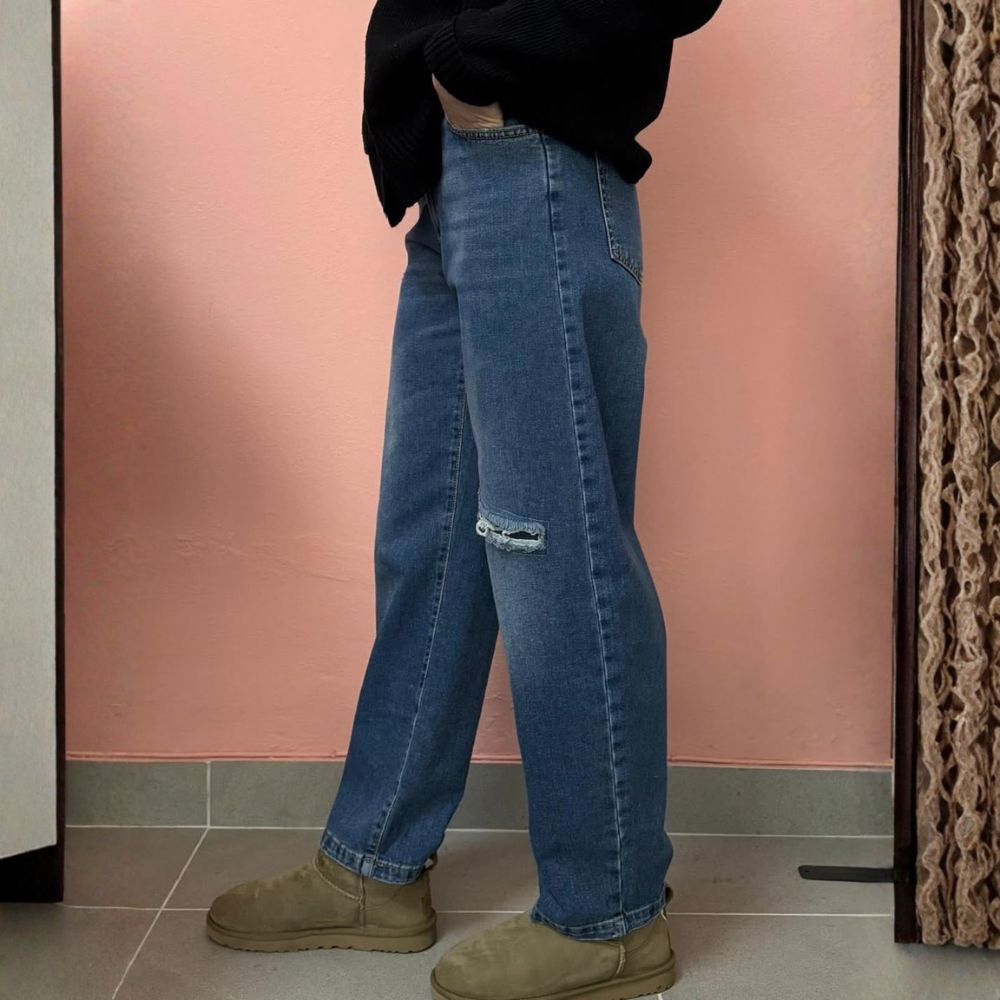 Jeans Baggy Carrot Donna in Denim 100% Cotone