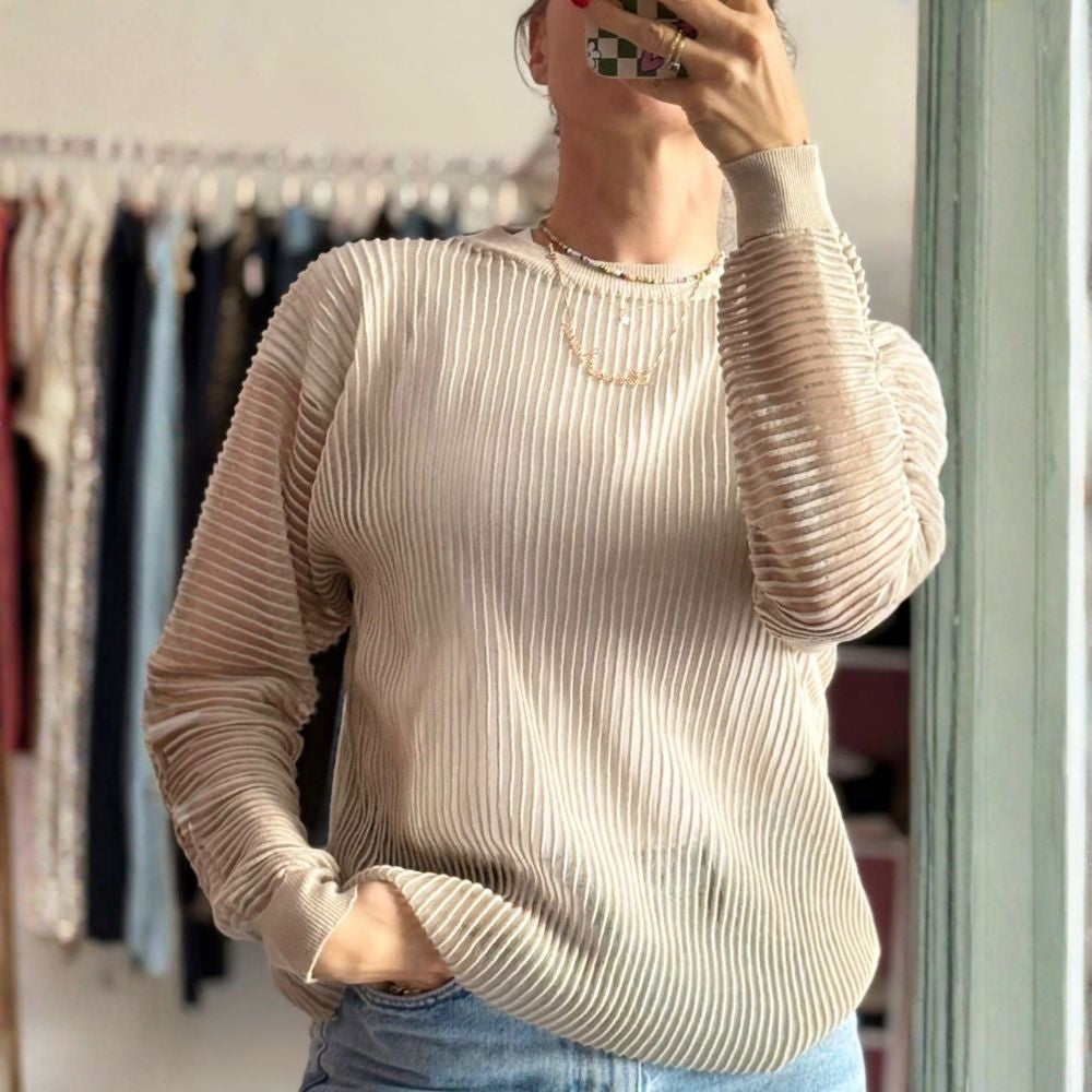 Maglia Donna Lokita a Costine Beige