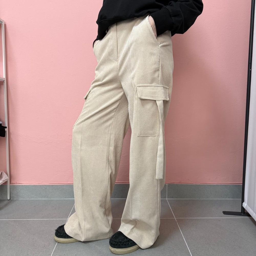 Pantalone Cargo Donna in Velluto a Coste Lokita – Gamba Ampia