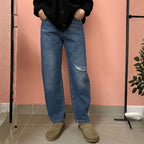 Jeans Baggy Carrot Donna in Denim 100% Cotone